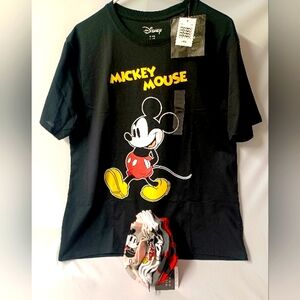 Disney Mickey Mouse Bundle- Tee Shirt Size Lg/ Socks Set Of 6 Pairs NWT